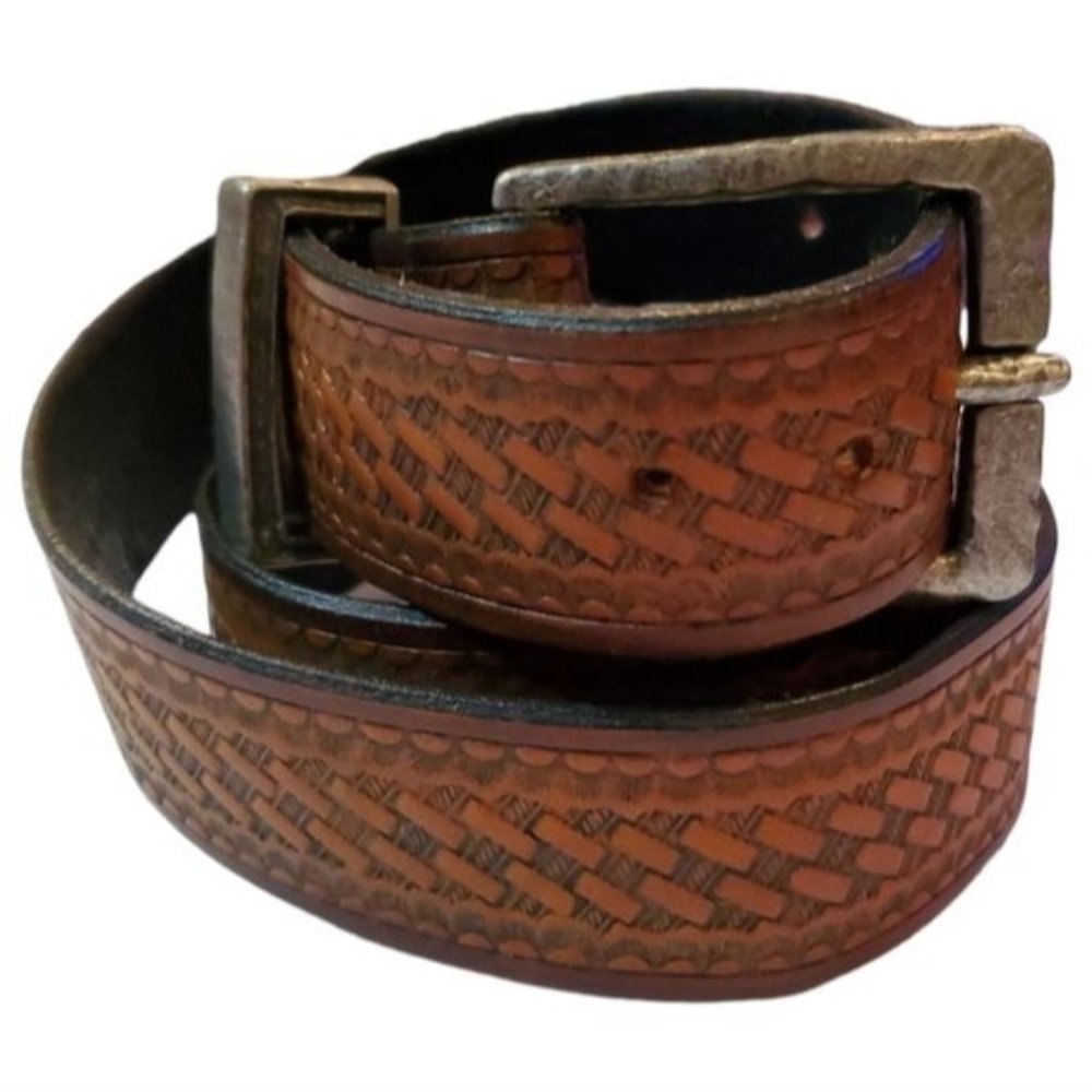 RODEO WIDE LEATHER BROWN EMBOSSED HIGH QUALITY BELT